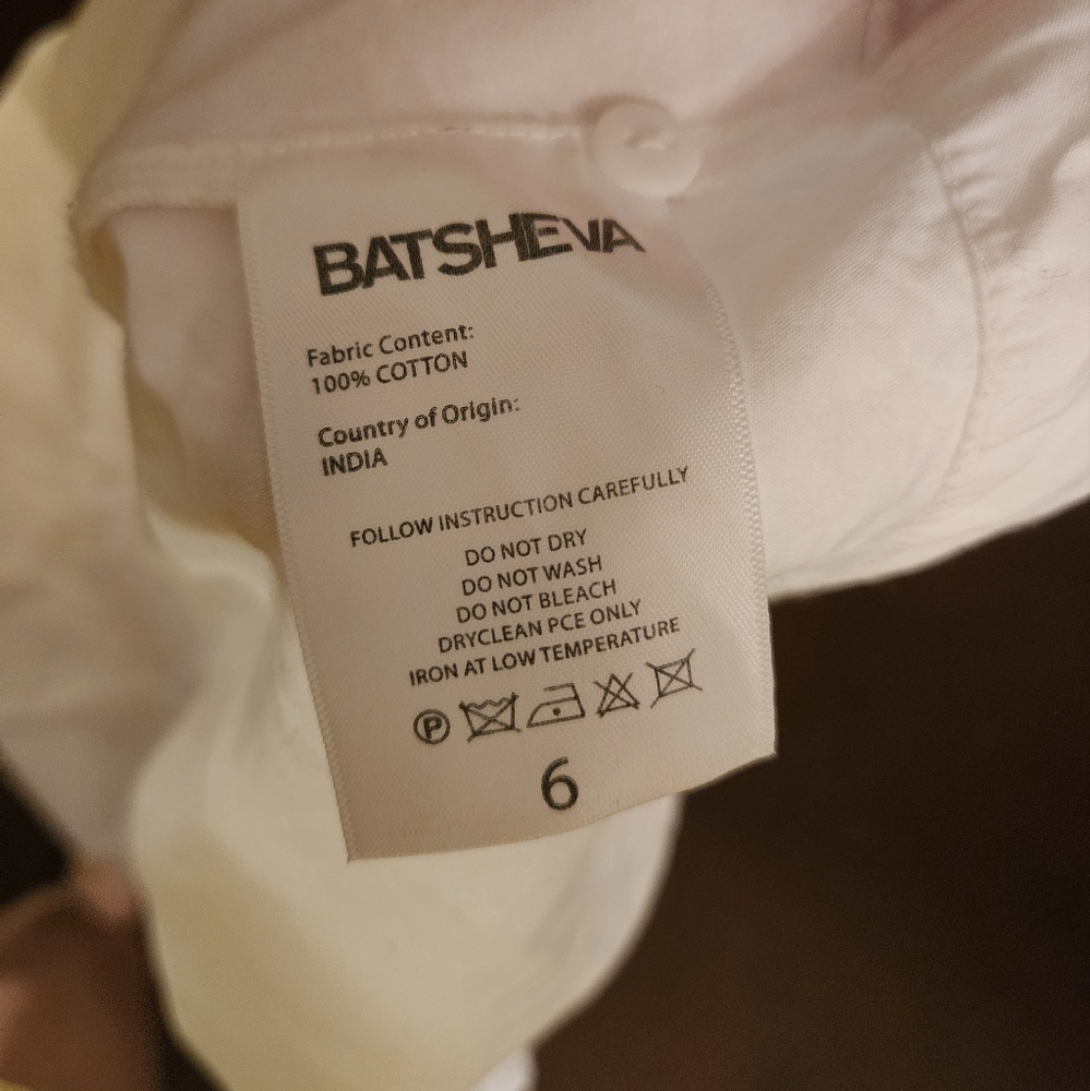 Nwot Batsheva Fresh Cotton Smocked Embroidery Boho Cropped Top 6 S - Picture 11 of 11